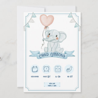 Anúncio Baby Boy Birth Announcement