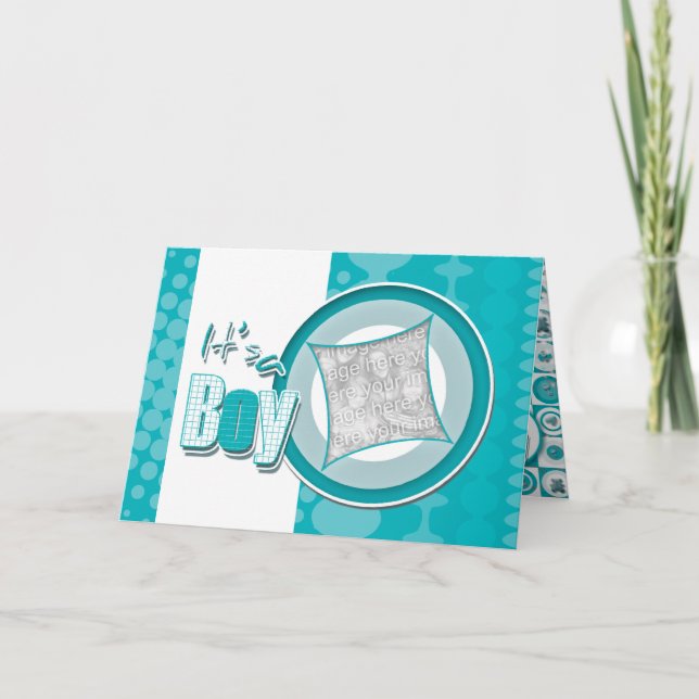 Anúncio Baby boy birth photo card announcement (Frente)