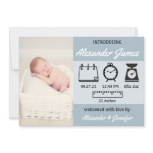 Baby Boy Birth Stats Blue Announing