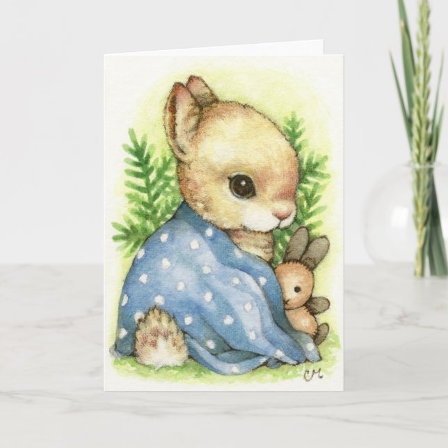 Anúncio Baby Boy Bunny - Cute Rabbit Announcement Card (Frente)