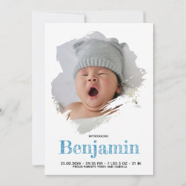 Anúncio Baby Boy Photo Blue Script White Strike Birth