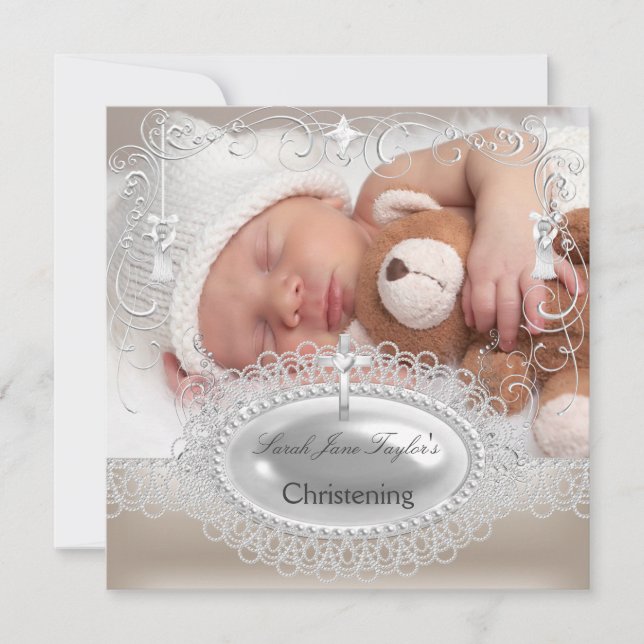 Anúncio Baby Christening Menina Garota Silver Cross (Frente)