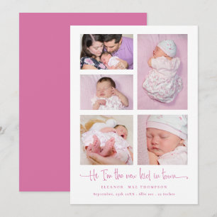 Anúncio Baby Girl 5 Photo Collage New Kid Script Birth