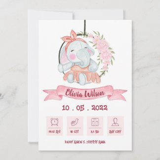 Anúncio Baby Girl Birth Annoucement