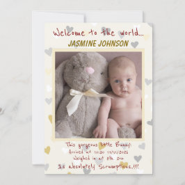 Anúncio Baby Girl com seu coelho New Arrival