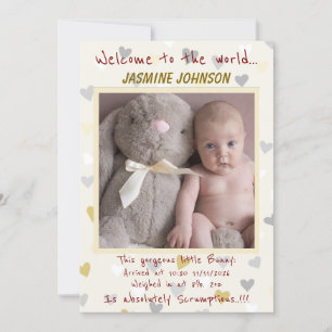 Anúncio Baby Girl com seu coelho New Arrival