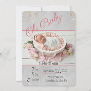 Anúncio Baby Girl Script Personalize Date Birth