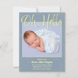 Anúncio Baby Oh, Hello Flat Announcement Card