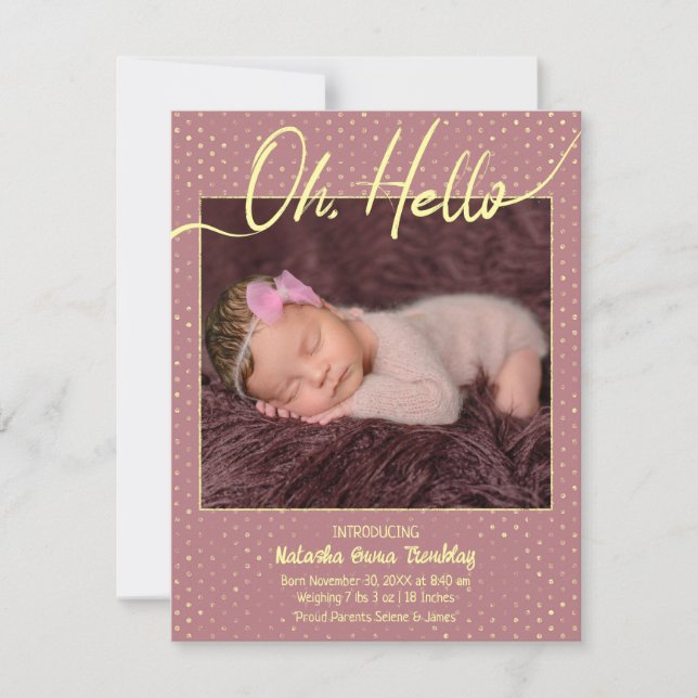 Anúncio Baby Oh, Hello Flat Announcement Card (Frente)