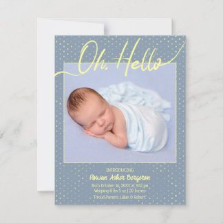 Anúncio Baby Oh, Hello Flat Announcement Card