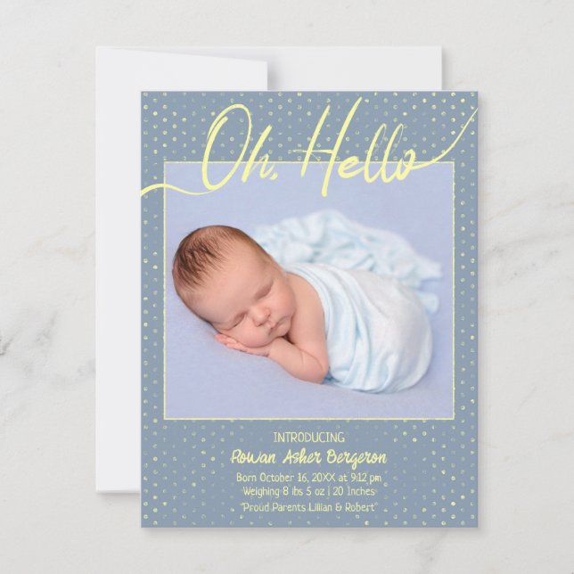 Anúncio Baby Oh, Hello Flat Announcement Card (Frente)