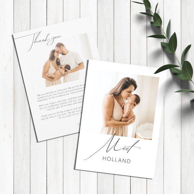 Anúncio Baby Photo Modern Minimalist New Baby Announing (N (Criador carregado)