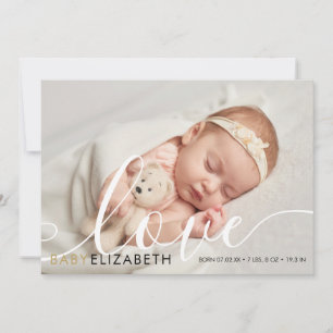 Anúncio Baby Photo Modern Script Love Elegant Birt