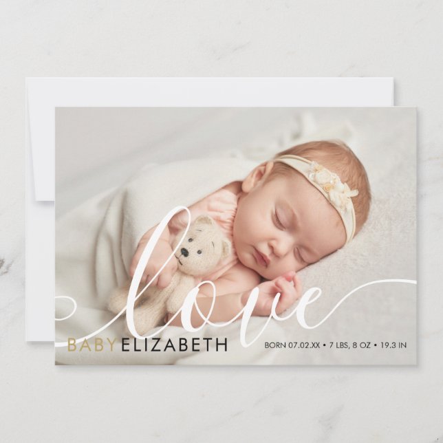 Anúncio Baby Photo Modern Script Love Elegant Birt (Frente)