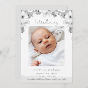 Anúncio Baby Photo Peach Modern Cinza Floral