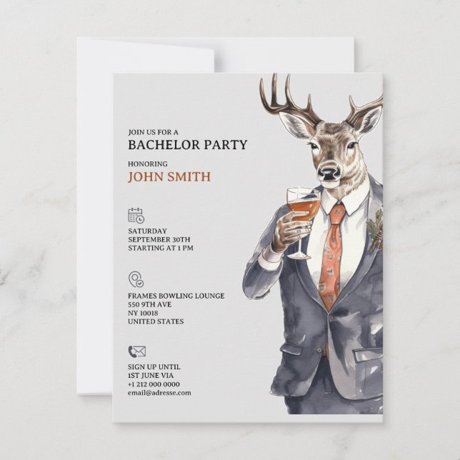 Anúncio Bachelor Party Invitation Men Template (Frente)