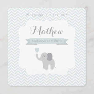 Anúncio Bebê Anunciando Elefante Coração Chevron