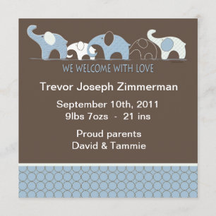 Anúncio Bebê azul Annoucement do elefante sem foto