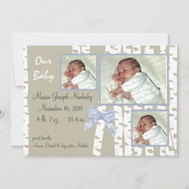 Anúncio Bebê de Árvores de Bétula e Laço (Frente)