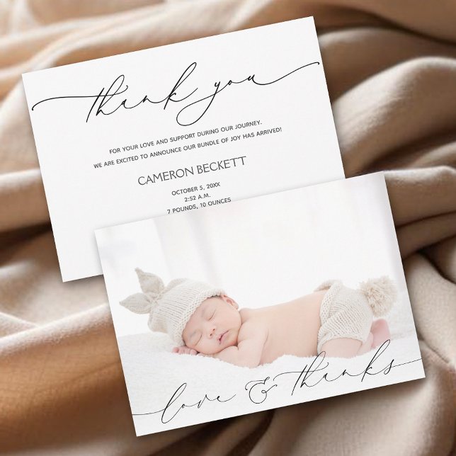 Anúncio Bebê Foto Obrigado Mensagem Nascimento (Baby photo thank you message birth announcement)