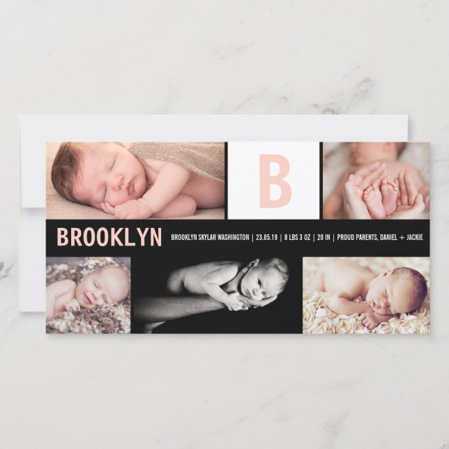 Anúncio Bebê Garota Grande Rosa 5 Foto Colagem Inicial Nas (Frente)