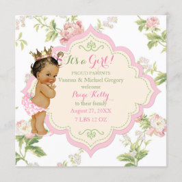 Anúncio Bebê Menina de Cor Rosas Flores Rosa Verde Floral