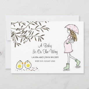 Anúncio Bebê No Caminho Esperando A Gravidez Da Mãe