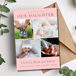 Anúncio Bebê Rosa 4 Foto Colagem Nascimento