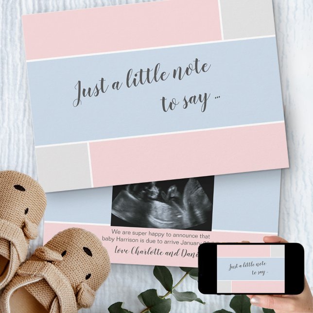 Anúncio Bebê rosa e azul Sonograma personalizado Gravidez (Criador carregado)