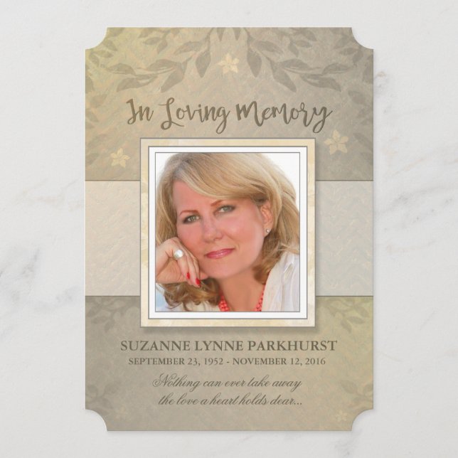 Anúncio Beige Floral Photo Memorial Simpatia Obrigado (Frente)