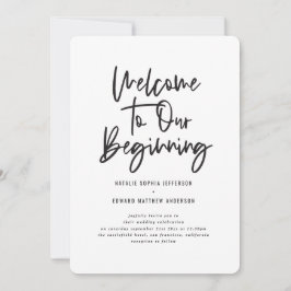 Anúncio Bem-vindo ao nosso início de casamento com folhage