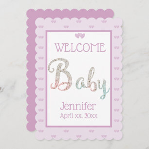 Anúncio Bem-Vindo Novo Bebê, Com Nome, Roxo