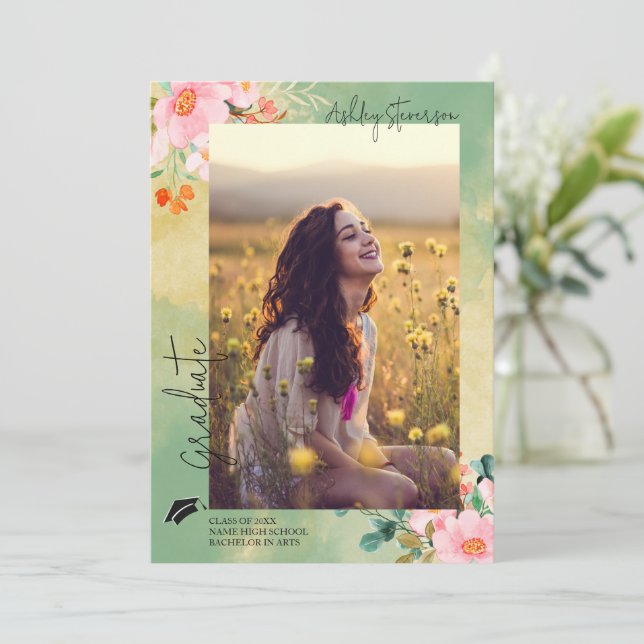 Anúncio Beown pink watercolor botânico floral (Em pé/Frente)