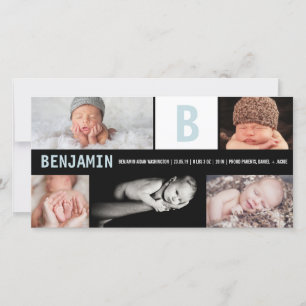 Anúncio Big Blue Baby Boy Monograma 5 Foto Nascimento