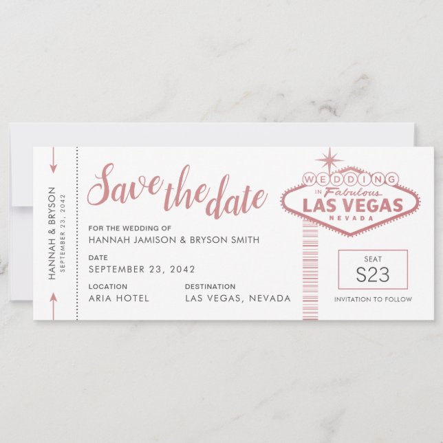 Anúncio Bilhete de Avião de Casamento em Las Vegas Salve o (Frente)
