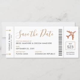 Anúncio Bilhete do avião de cobre Salvar a Data