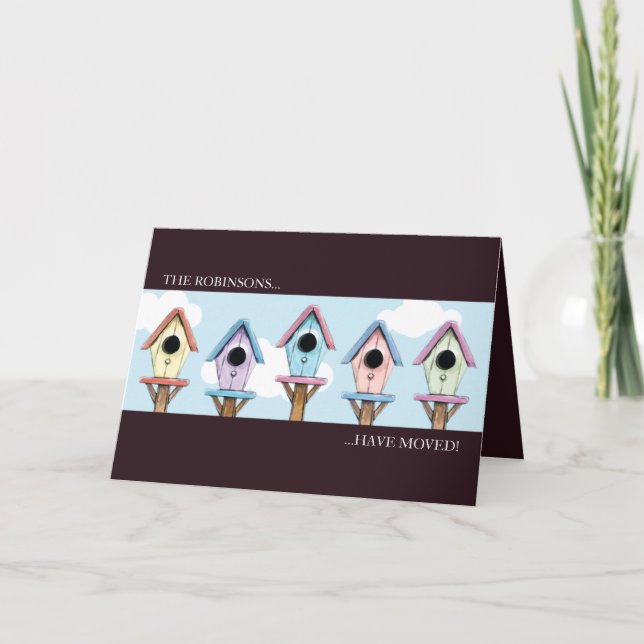 Anúncio Birdhouses | New Address Announcement Card (Frente)