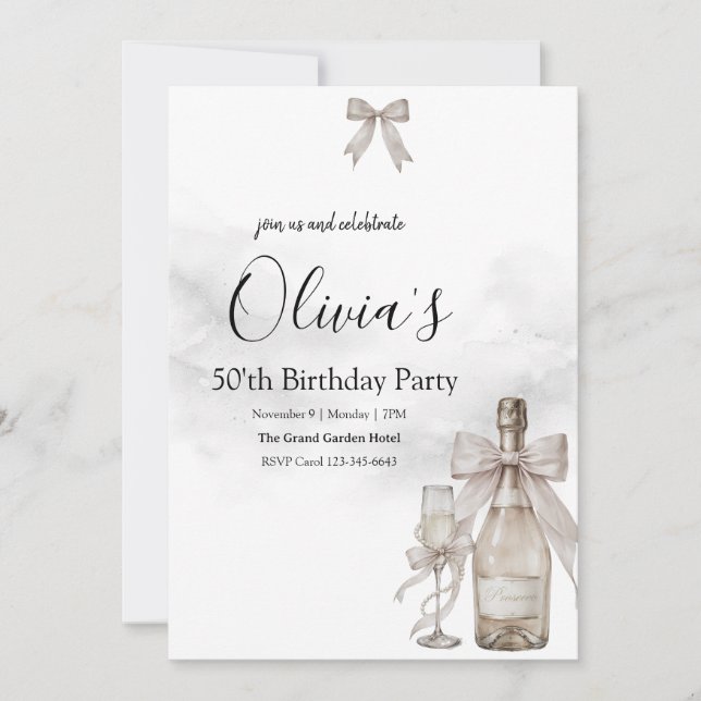 Anúncio Black Coquette Minimalist Elegant 50th Birthday (Frente)