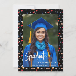 Anúncio Black Elegant Nurse Script Photo Graduation 