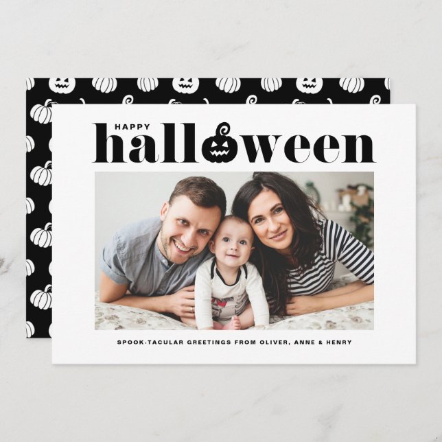 Anúncio Black Jack-o' lanterna Foto Feliz Dia das Bruxas (Frente/Verso)