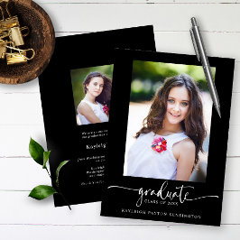 Anúncio Black Modern Elegant Script Graduation Photo
