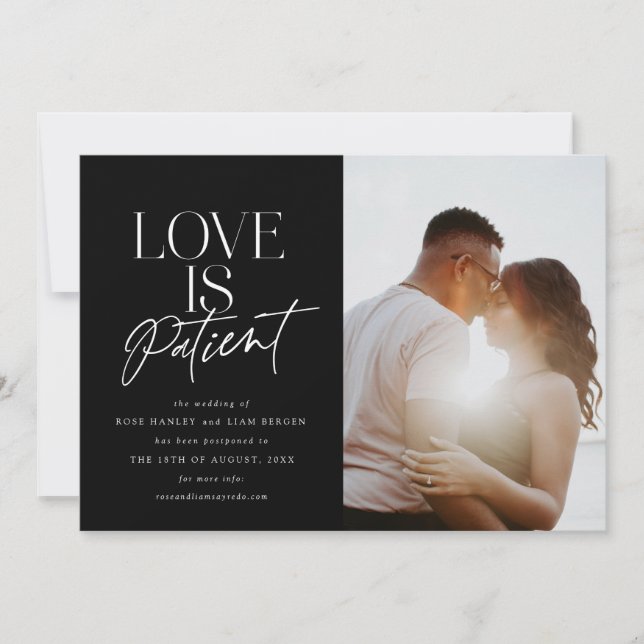 Anúncio Black Script Love Wedding Photo Change the Date (Frente)