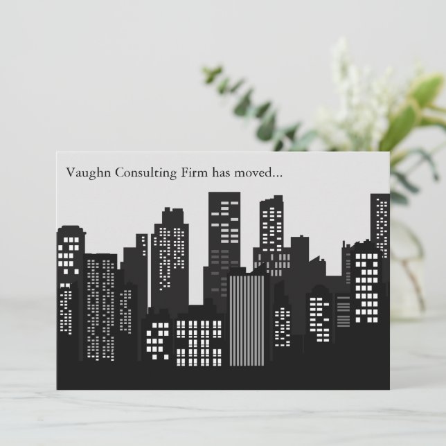 Anúncio Black White Building Skyline Business Moving (Em pé/Frente)