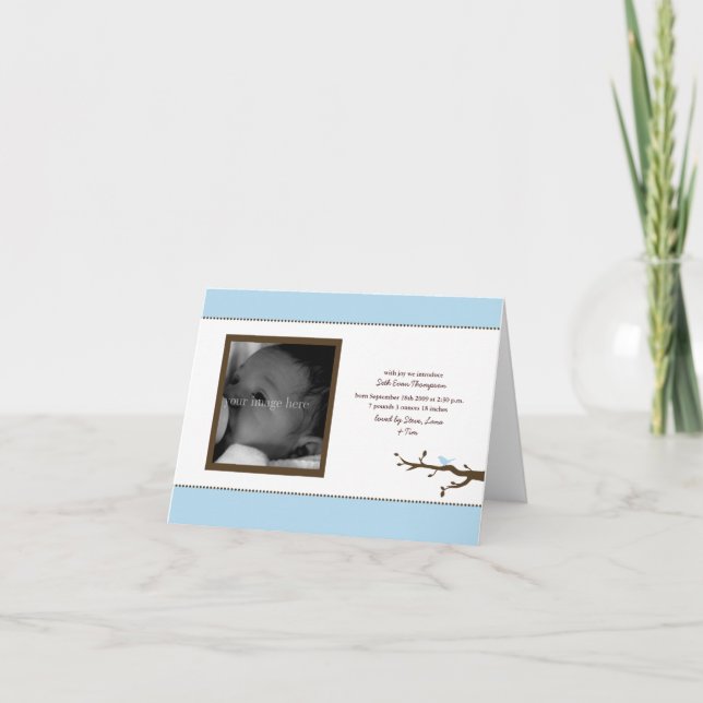 Anúncio Blue Bird Baby Announcement Card (Frente)