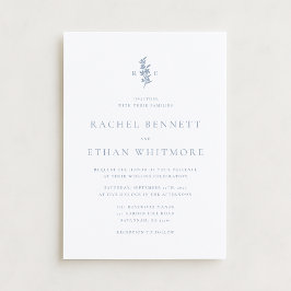 Anúncio Blue Botanical Motif Wedding Invitation