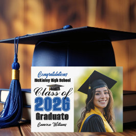 Anúncio Blue Class of 2026 Graduate Photo Graduation
