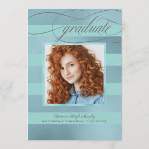 Anúncio Blue e Aqua Stripes com Formando fotográfico