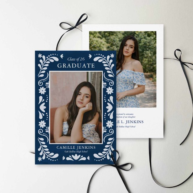 Anúncio  Blue Fiesta Photo Grad Announcement 2026 (Criador carregado)