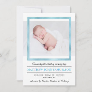 Anúncio Blue Gold Foil New Baby BOY Stats