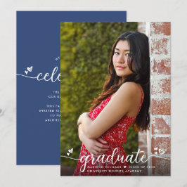 Anúncio Blue Graduation Foto Calliografia Coração Moderna